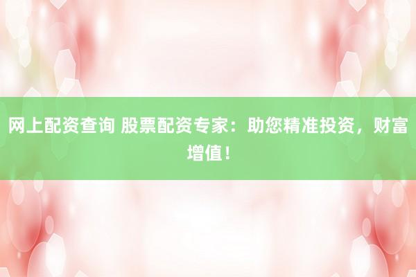 网上配资查询 股票配资专家：助您精准投资，财富增值！