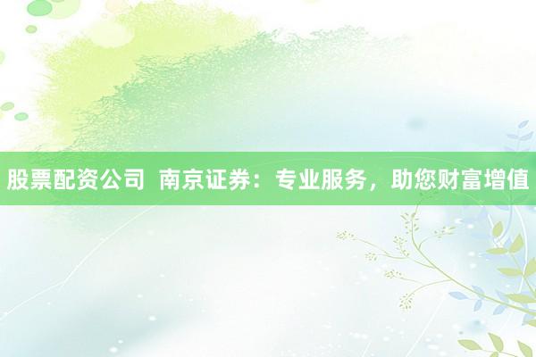 股票配资公司  南京证券：专业服务，助您财富增值