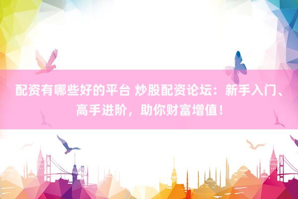 配资有哪些好的平台 炒股配资论坛：新手入门、高手进阶，助你财富增值！