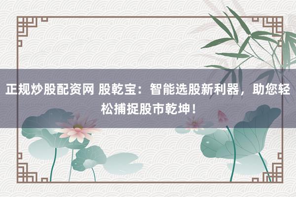 正规炒股配资网 股乾宝：智能选股新利器，助您轻松捕捉股市乾坤！