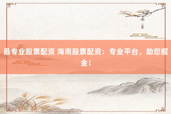 最专业股票配资 海南股票配资：专业平台，助您掘金！