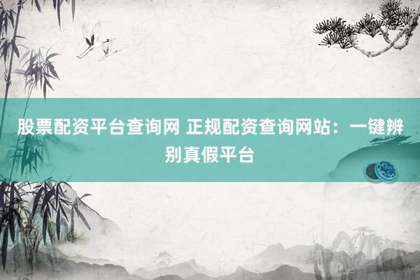 股票配资平台查询网 正规配资查询网站：一键辨别真假平台