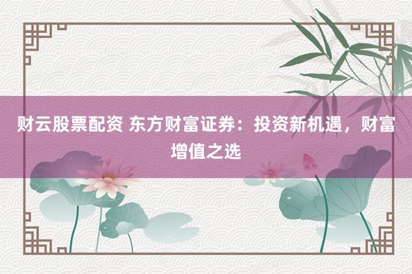 财云股票配资 东方财富证券:投资新机遇,财富增值之选