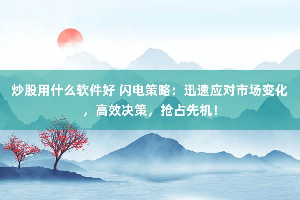 炒股用什么软件好 闪电策略:迅速应对市场变化,高效决策,抢占先机!
