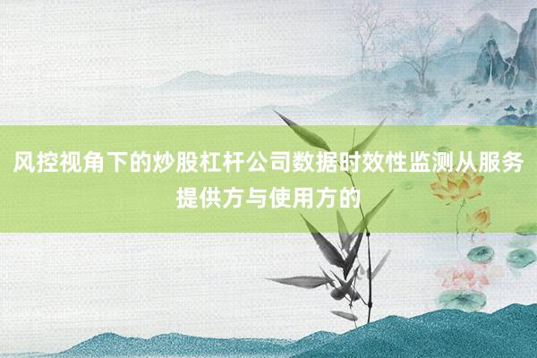 风控视角下的炒股杠杆公司数据时效性监测从服务提供方与使用方的