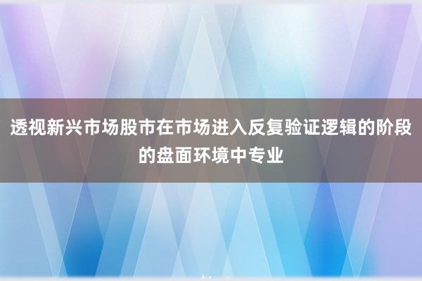 透视新兴市场股市在市场进入反复验证逻辑的阶段的盘面环境中专业