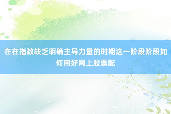 在在指数缺乏明确主导力量的时期这一阶段阶段如何用好网上股票配