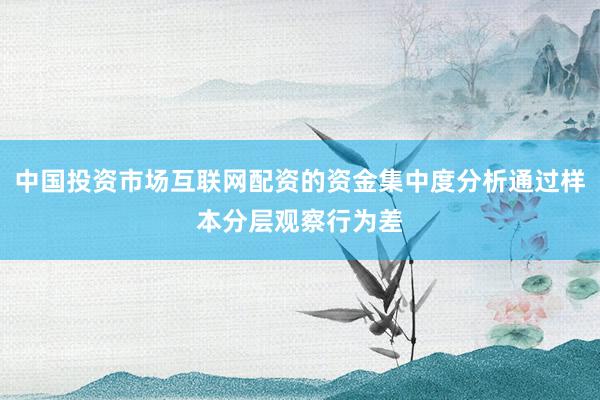 中国投资市场互联网配资的资金集中度分析通过样本分层观察行为差