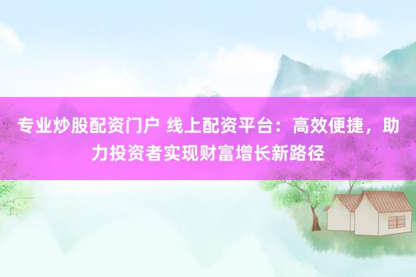 专业炒股配资门户 线上配资平台：高效便捷，助力投资者实现财富增长新路径