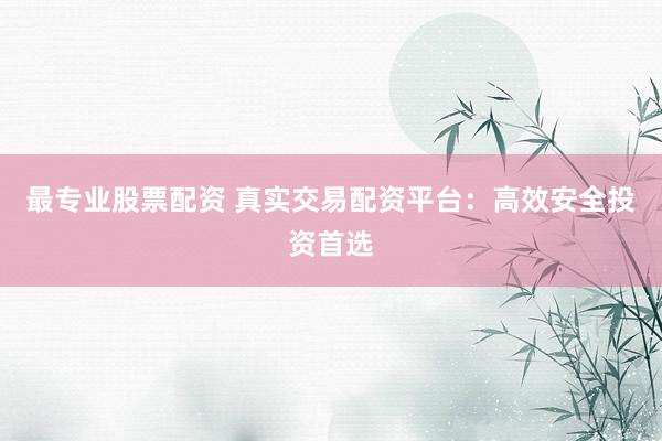 最专业股票配资 真实交易配资平台:高效安全投资首选