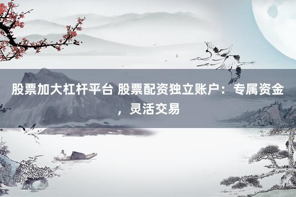 股票加大杠杆平台 股票配资独立账户:专属资金,灵活交易