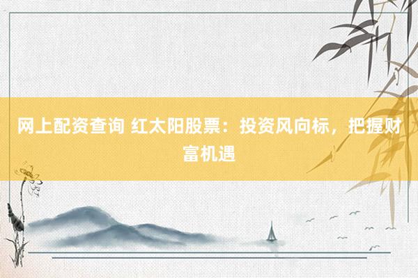 网上配资查询 红太阳股票：投资风向标，把握财富机遇